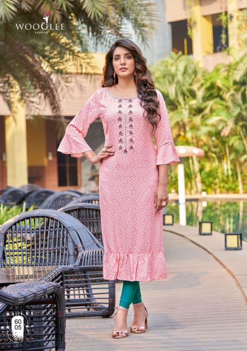 Tarang By Wooglee Rayon Printed Embroidery Kurtis Suppliers In India